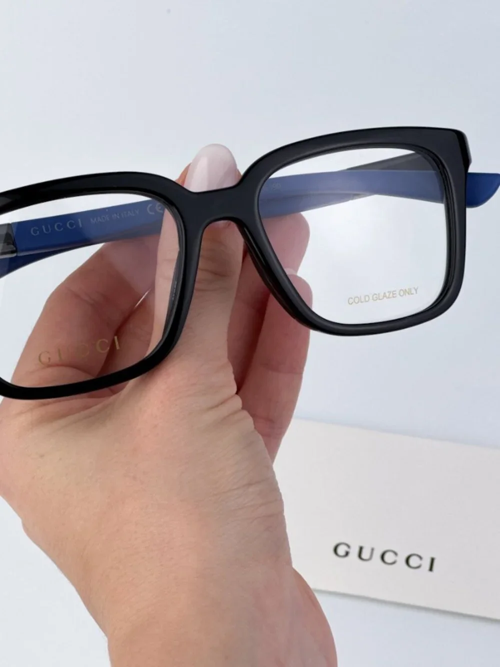 GUCCI GG1738O 004 BLACK BLUE SQUARE EYEGLASSES